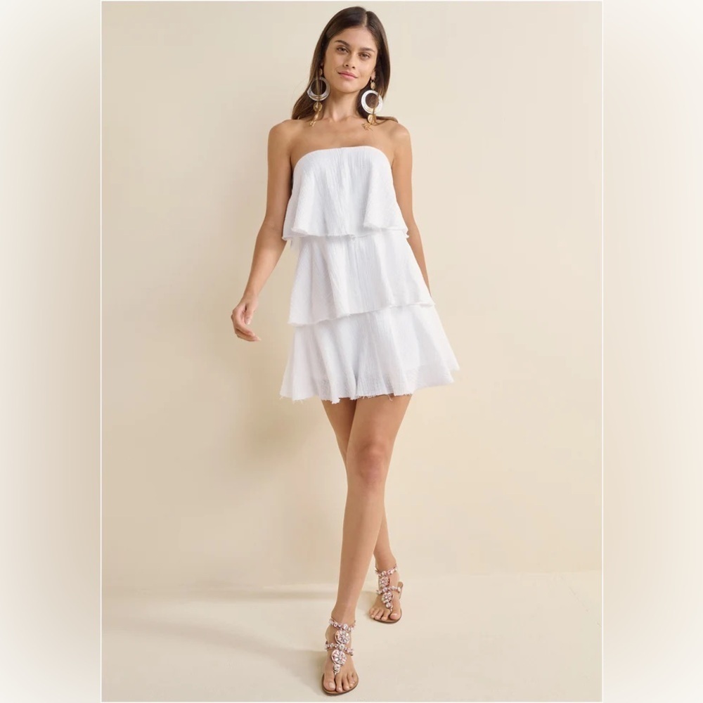 White Strapless Mini Dress NWOT size Large